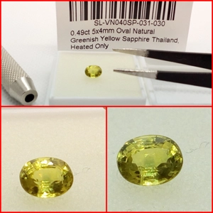 Zafiro Natural Ovalado Amarillo Verdoso de Tailandia - 0.49 Cts