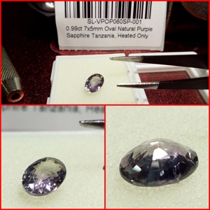 Zafiro Oval púrpura de Tanzania 0.99 Cts
