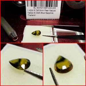 Zafiro Pera Amarillo profundo Tailandia 1.42 Cts