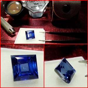 ZAFIRO AZUL SINTÉTICO CUADRADO ROYAL KASHMIR 5.45 Cts.