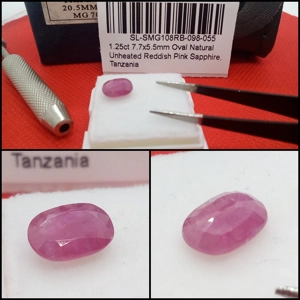 Zafiro Natural Rosado de Tanzania Oval 1.25 Cts