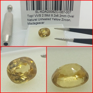 Zircón VVS Amarillo de Madagascar Oval 2.58 Cts
