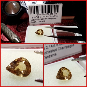 Zircón VVS Champagne Tanzania 2.14 Cts