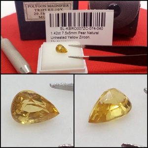 Zircón Amarillo Madagascar talla pera 1.42 Cts
