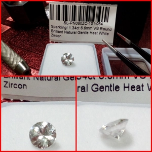 Zircon brillante Camboya 6.6mm 1.34 Cts