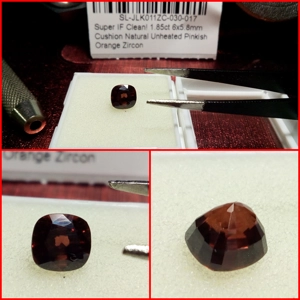 Zircon Naranja IF Limpio talla Cojin 1.85 Cts