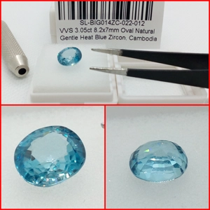 Zircon VVS Azul Oval de Camboya 3.05 Cts.