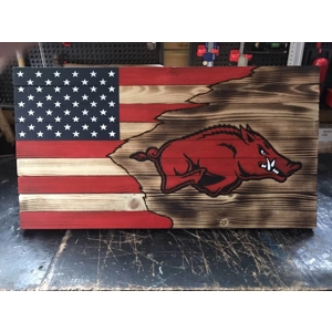 Arkansas Razorbacks Rustic Wooden Flag