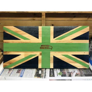 Seattle Seahawks Seajack Rustic Wooden Flag