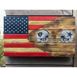 Twin Helmet Design Rustic Wooden Flag