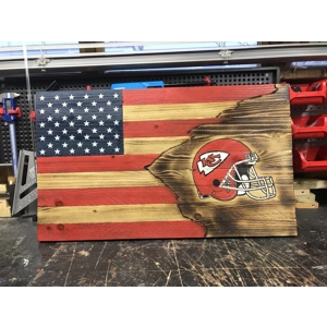 Kansas City Chiefs Rustic Wooden Flag