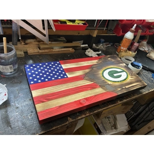Green Bay Packers Rustic Wooden Flag