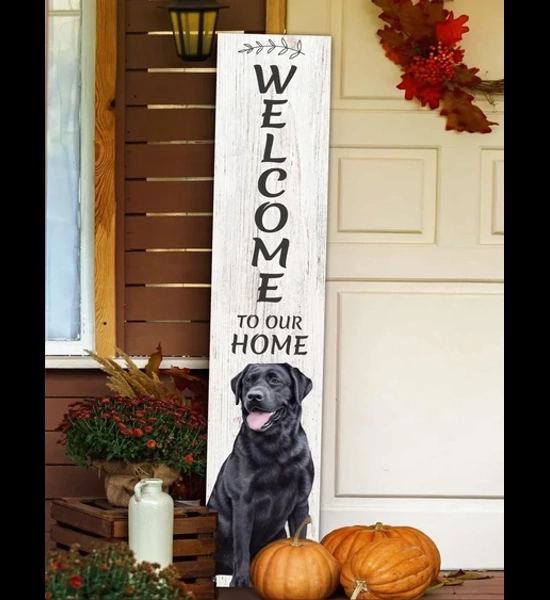 Black Lab 48" Wood Welcome Sign