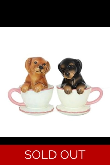 Dachshund Tea Cup Magnetic Salt & Pepper Shakers