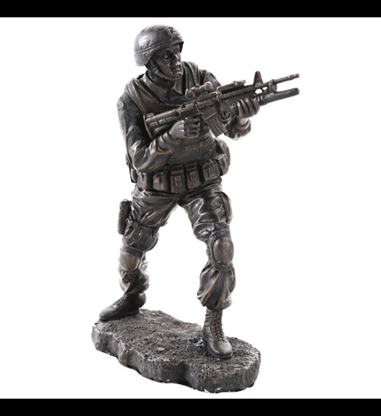 Soldier In Combat Resin Statue