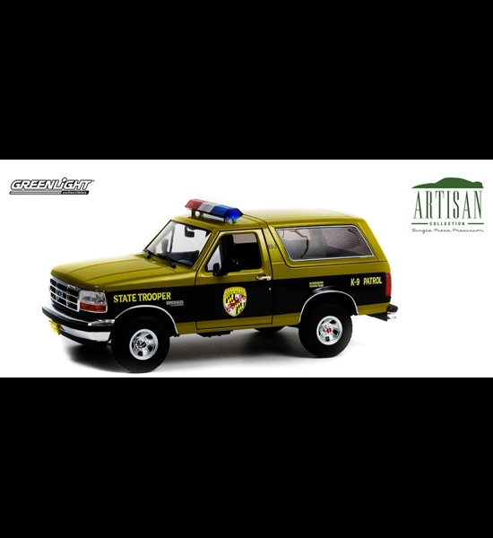 Maryland State Police K-9 1996 Ford Bronco 1/18 Diecast