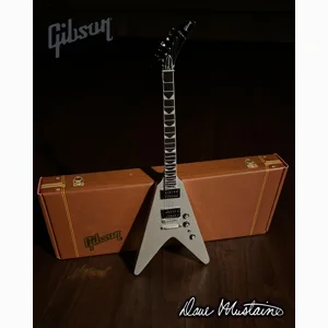 Axe Heaven Dave Mustaine Gibson Flying V - Silver Metallic Miniature Guitar