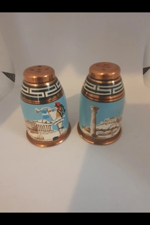 Vintage Brass Greece Salt & Pepper Shakers