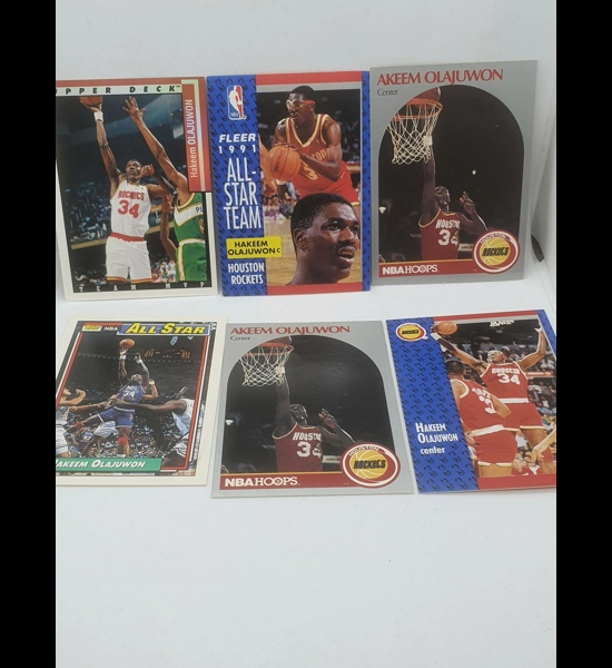 6 Hakeem Olajuwon Basketball Card Lot