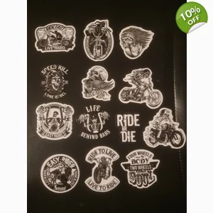 13 PC Biker Stickers