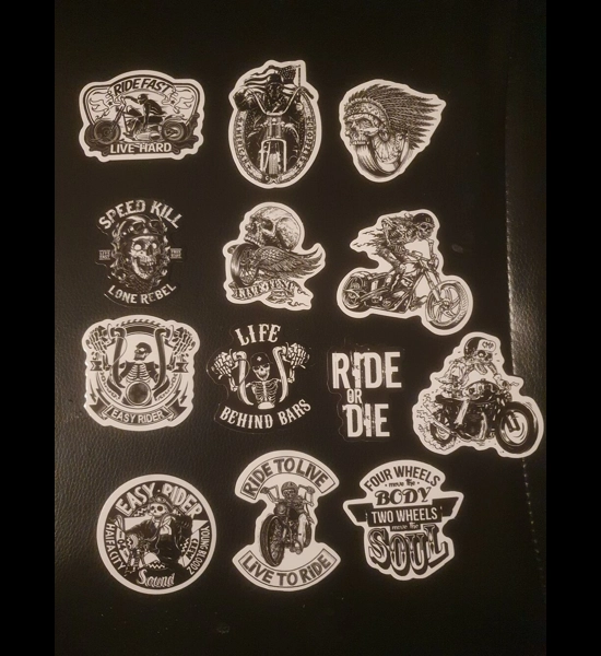 13 PC Biker Stickers