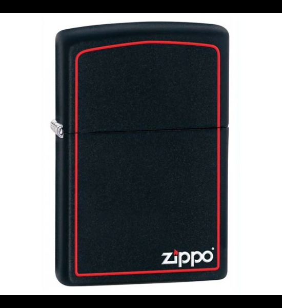 Matte Black/Red Border Zippo Lighter