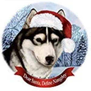 Siberian Husky Santa Hat Ornament