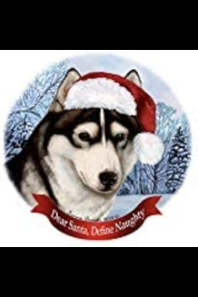 Siberian Husky Santa Hat Ornament