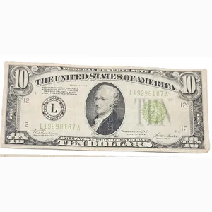 1928B 10 Dollar Bill Serial NO. L19296167A