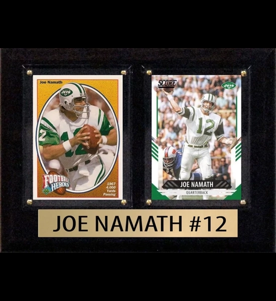 Joe Namath 2 Card 6"x*8" Jets Wood Plaque