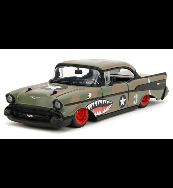 1957 Chevrolet Bel Air Chop Top Camo 1/24 Diecast