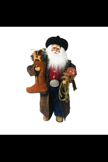 20 Inch Cowboy With Leather Boot Claus Figure