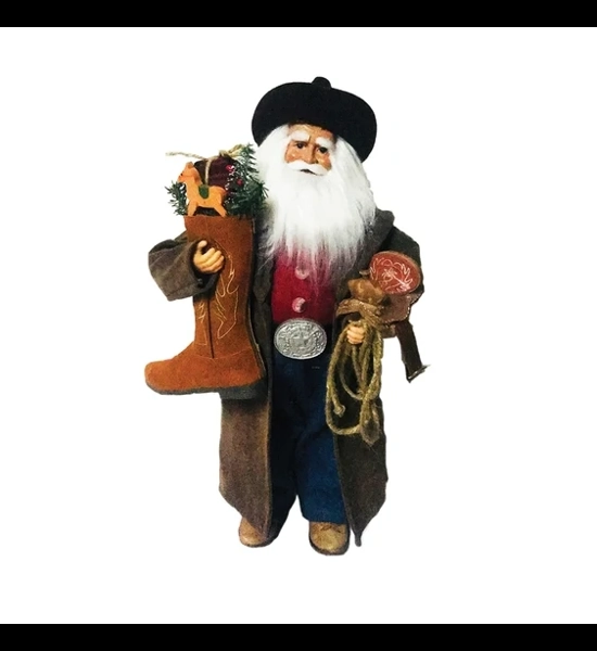 20 Inch Cowboy With Leather Boot Claus Figure