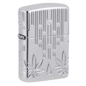 Armor Multicut Waxy Weed Leaf High Polish Chrome Zippo Lighter