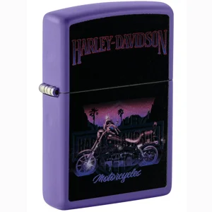 Harley Davidson Motorcycles Purple Blacklight Zippo Lighter