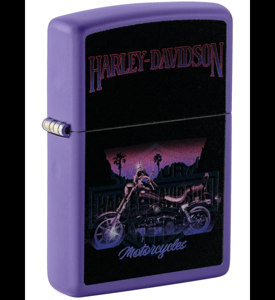 Harley Davidson Motorcycles Purple Blacklight Zippo Lighter
