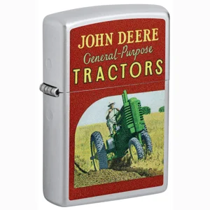 John Deere Vintage Ad Satin Chrome Zippo Lighter