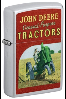 John Deere Vintage Ad Satin Chrome Zippo Lighter