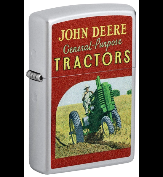John Deere Vintage Ad Satin Chrome Zippo Lighter