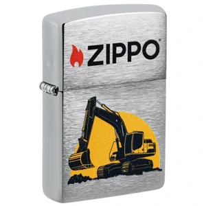 Excavator With Logo Brushed Chrome Zippo Lighter