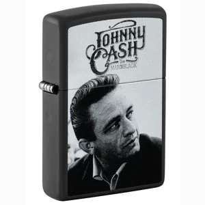 Johnny Cash Portrait Black Matte Zippo Lighter