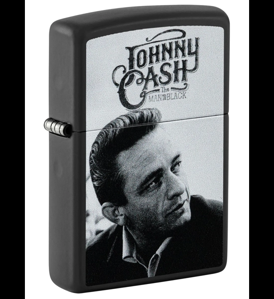 Johnny Cash Portrait Black Matte Zippo Lighter