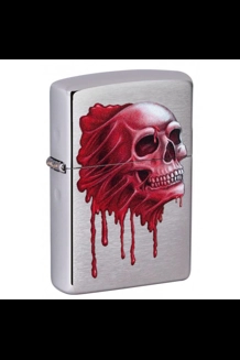 Skull With Blood Brushed Chrome Zippo