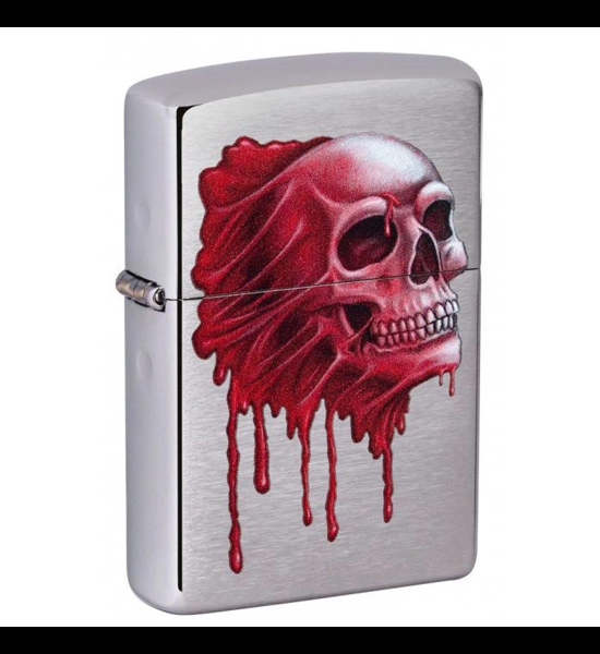 Skull With Blood Brushed Chrome Zippo