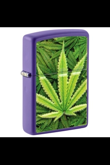 Leaf Texture Print Purple Matte Zippo Lighter