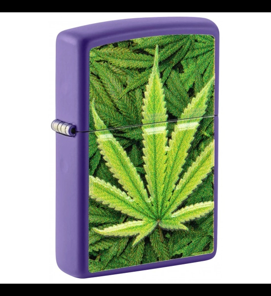 Leaf Texture Print Purple Matte Zippo Lighter