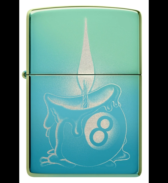 8-Ball Candle Wax Polished Teal Zippo Lighter