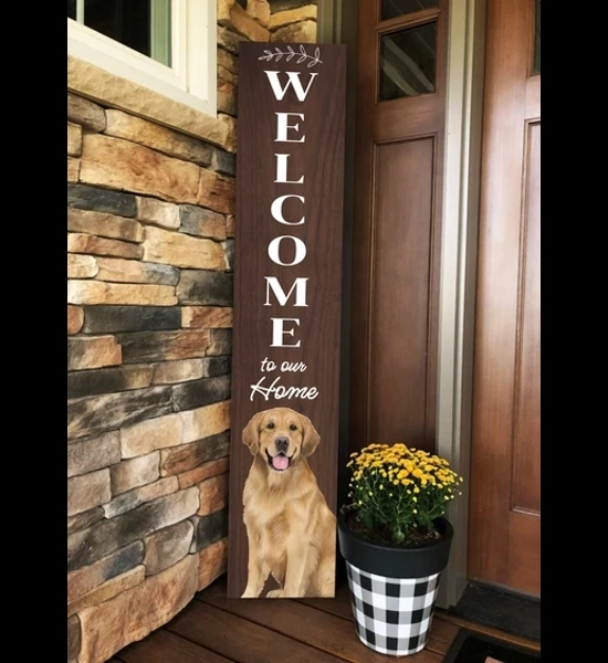 Golden Retriever 48" Wood Welcome Sign