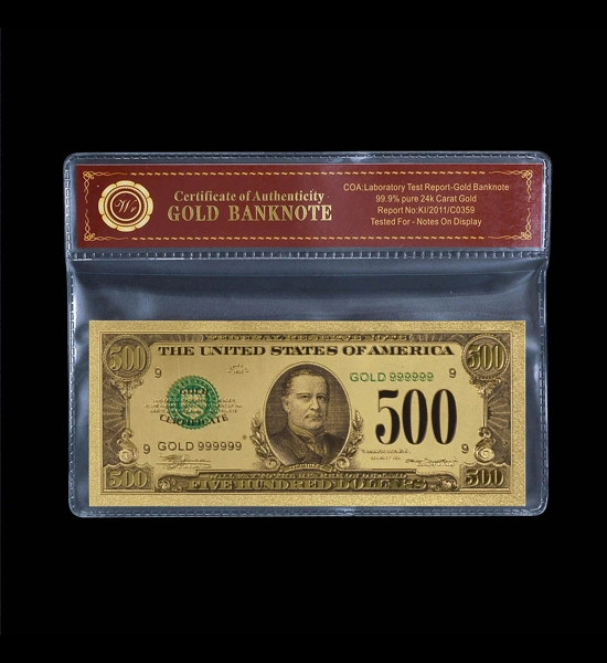 24K Gold $500 Bill Replica Note