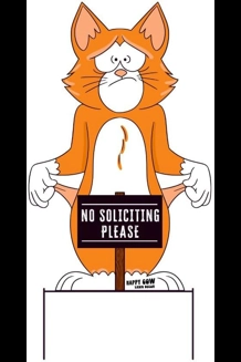 No Soliciting Cat Metal Lawn Sign